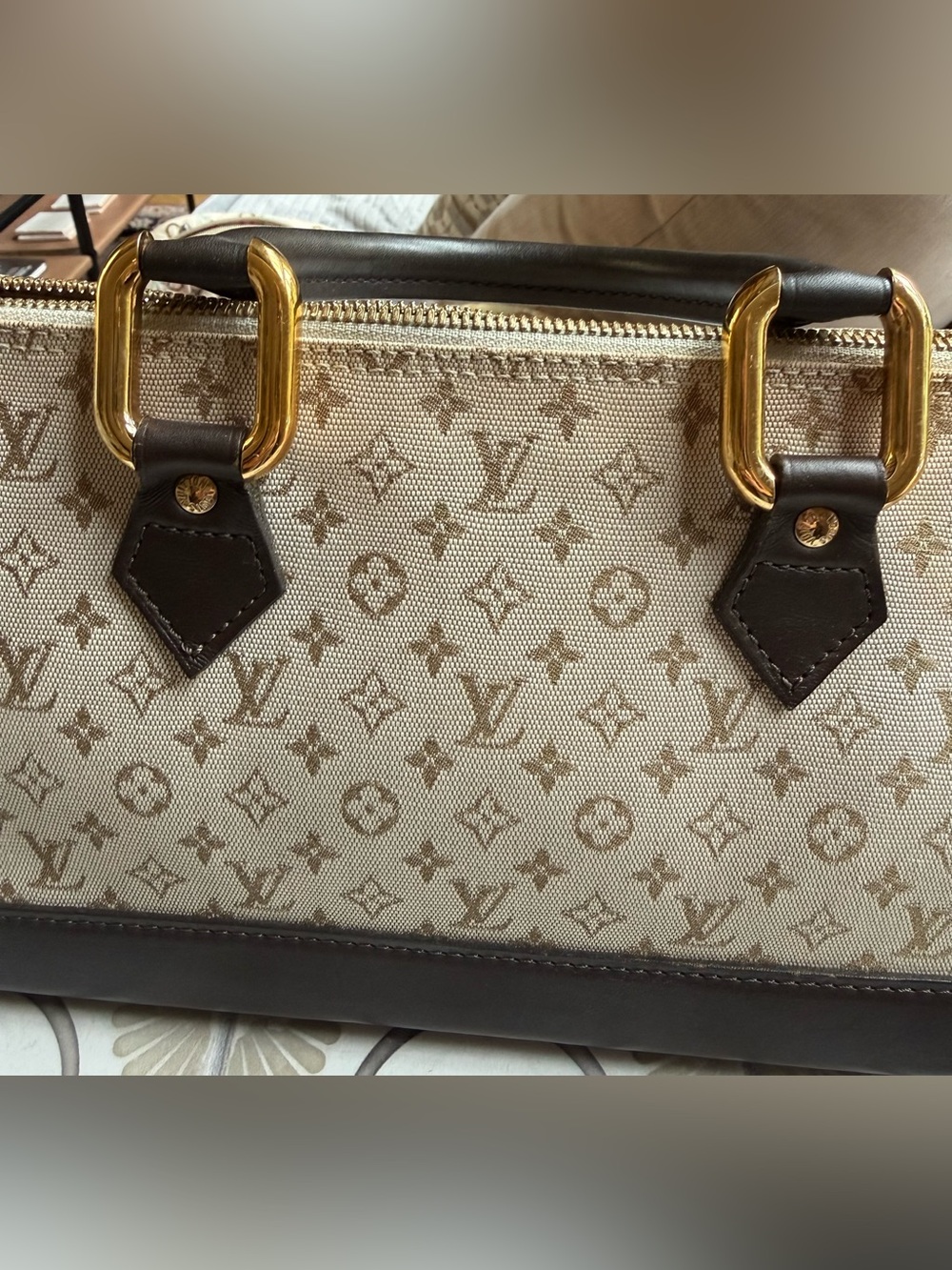 Louis Vuitton Beige Monogram Canvas and Brown Leather Satchel - Picture 4 of 16